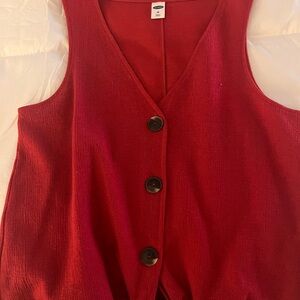 Old Navy Red Sleeveless Button-Down Shirt